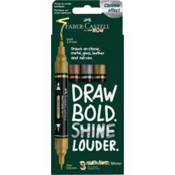 Faber-Castell - Multimark Mirror, Set da 3, Chrome effect