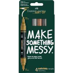 Faber-Castell - Multimark, Marker acrilici, Set da 4 colori metallizzati