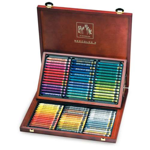 Caran D'Ache - Neocolor II, 84 pastelli a cera in valigetta di legno 
