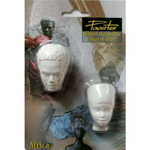 Powertex Africa Collection Duo Lady/Man, 2 teste in gesso 