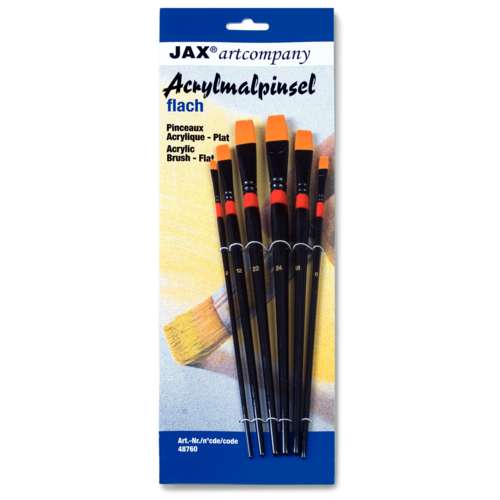 Jax Artcompany - Pennello in fibra sintetica, piatto, set 