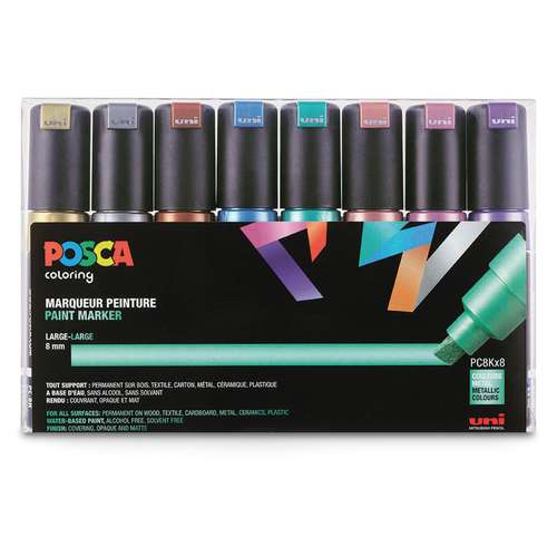 Uni Posca - PC8K, Set da 8 marker metallici 