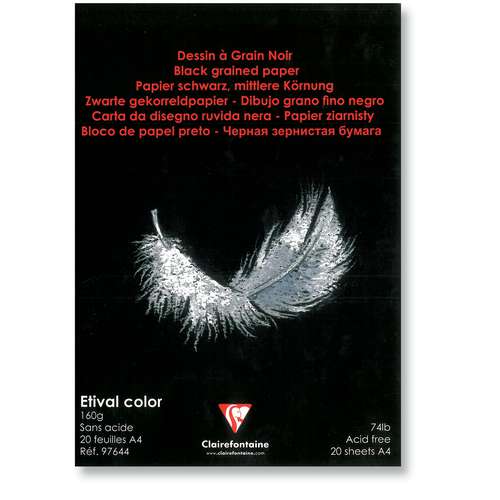 Clairefontaine Etival Color, blocco da disegno nero 