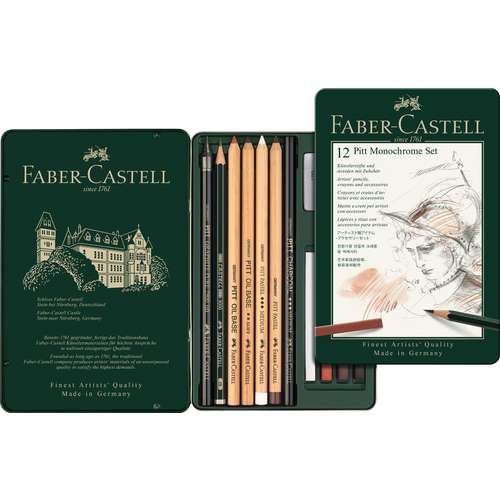 Faber-Castell - Pitt Monochrome, set da disegno da 12 