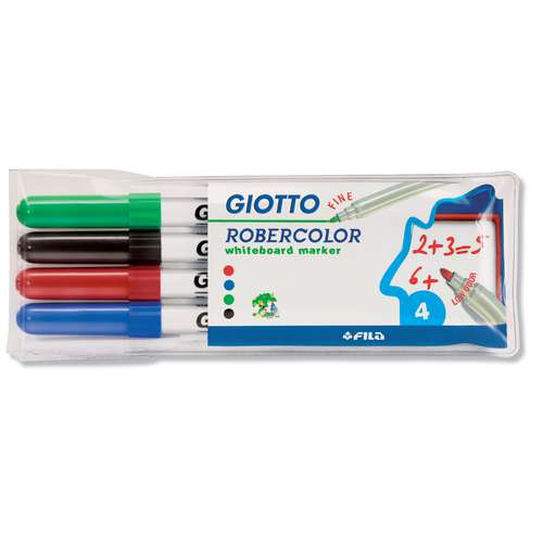 Giotto - Robercolor, Set di marker per lavagna bianca, punta fine 