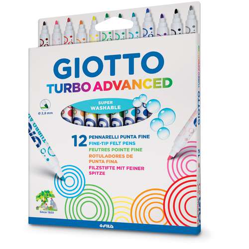 Giotto - Turbo Advanced, Set da 12 pennarelli con punta fine 