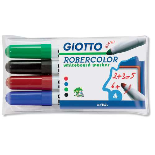 Giotto - Robercolor, Set di marker per lavagna bianca, punta maxi 