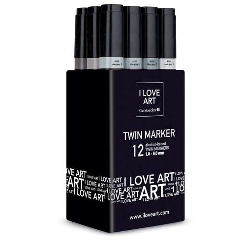 I Love Art - Twin Marker set da 12 toni grigi 