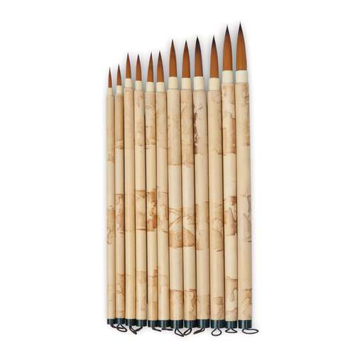 Pennelli cinesi in bambù, set 12 pezzi 