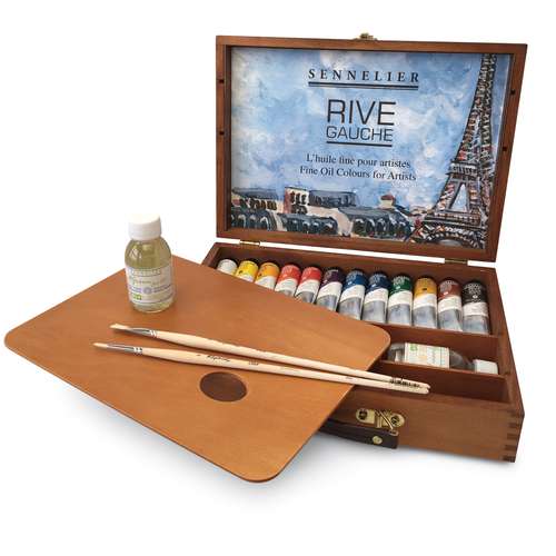 Sennelier - Rive Gauche, set di colori ad olio fini in valigia di legno 