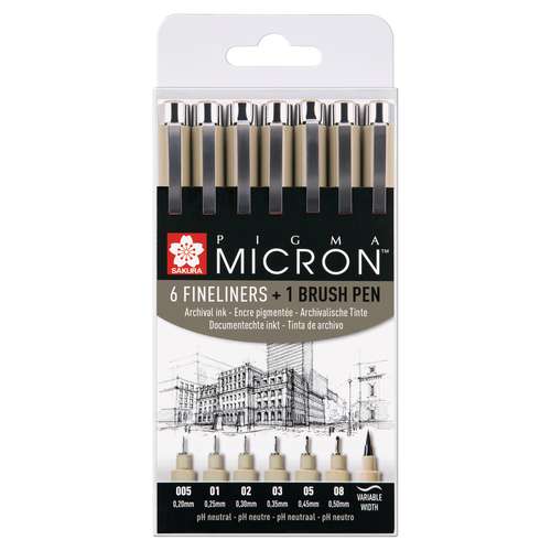 Sakura - Pigma Micron 6 Fineliner + Brush pen 