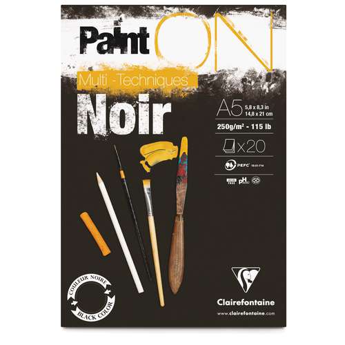 Clairefontaine - PaintON, carta da disegno, nera 