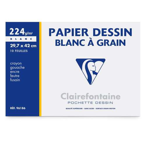 Clairefontaine Papier Dessin Blanc à Grain carta da disegno 