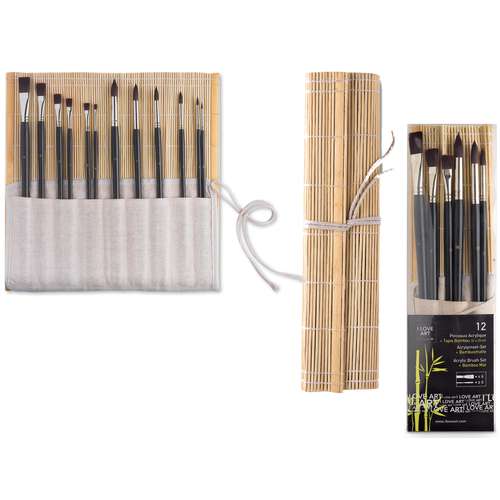 I Love Art - Set pennelli per acrilico in astuccio di bambù 