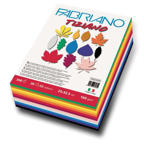 Fabriano - Tiziano, Maxipack, Cartoncini da disegno colorati 