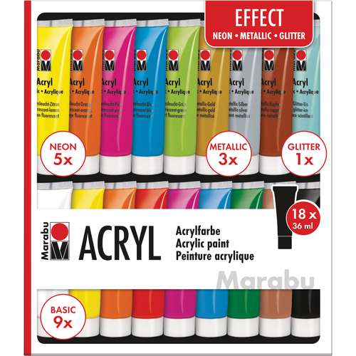 Marabu - Acryl Effect, Set di colori acrilici 