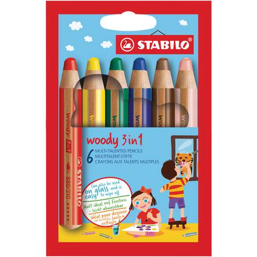 Stabilo - Woody 3 in 1, Set di matite colorate 