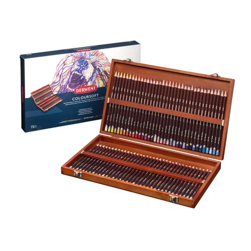 Derwent - Scatola in legno con 72 matite colorate Coloursoft 
