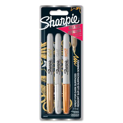Sharpie 39109PP – Pennarelli Permanenti Metallici Punta Fine – Argento – Confezione Da 4