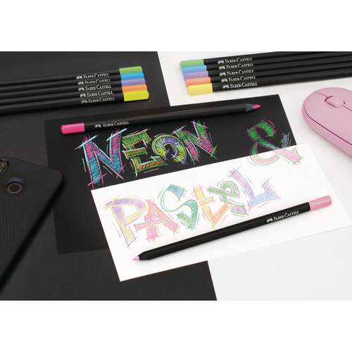 Astuccio cartone da 12 matite colorate Neon/Pastel triangolari Black  Edition - Faber-Castell - Cartoleria e scuola