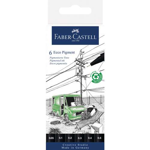 Faber-Castell - Ecco Pigment, Set di penne a inchiostro nero 