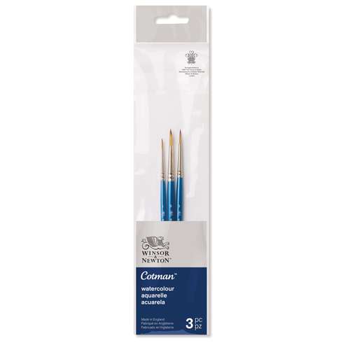 Winsor & Newton - Cotman, Serie 111, Set di 3 pennelli per acquerello 