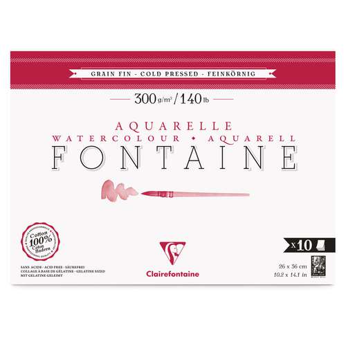 Clairefontaine - Fontaine, Carta per acquerello, grana fina 