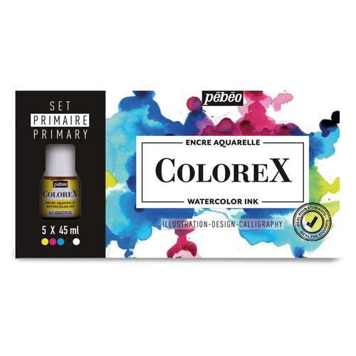 Pébéo - Colorex, Set di inchiostri acquerellabili, colori primari 