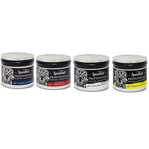 Speedball - Professional, Set di inchiostri per linoleografia - 4 x 237 ml 