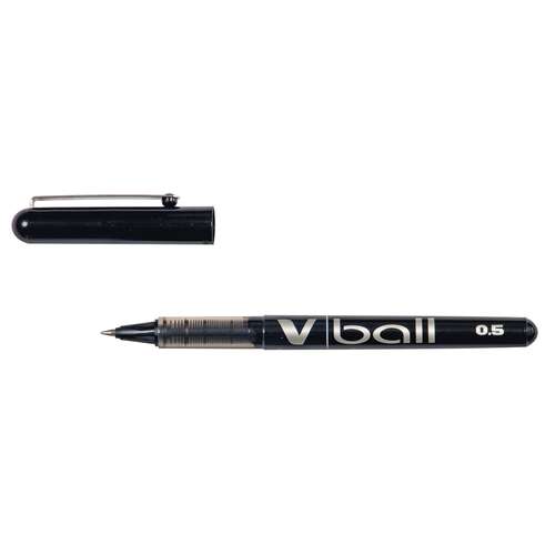 Pilot VBall RT Rollerball Pen – Schwarz, Klickmechanismus, 0,7 Mm Punkt / 0,4 Mm Strich