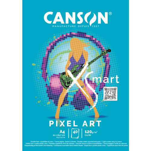 Canson - XSmart, Pixel Art, Blocco di carta a quadretti 