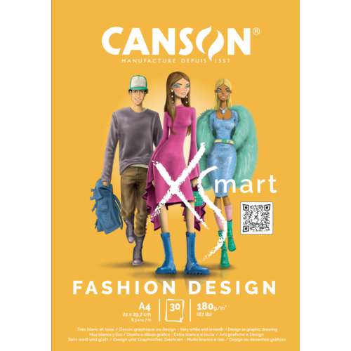 Canson - XSmart, Fashion Design, Blocco di carta extra bianca 
