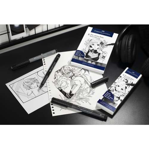 Faber-Castell Pitt artist pen Manga Black, astuccio da 4