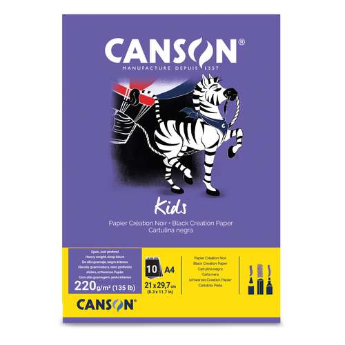 Canson - Kids, Blocco creativo di carta nera 