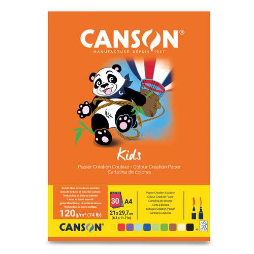 Canson - Kids, Blocco creativo di carta colorata 