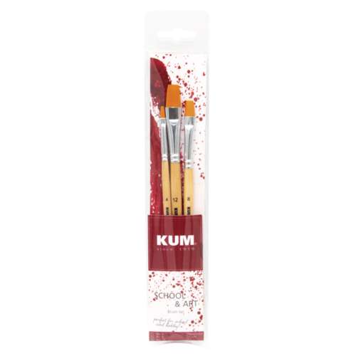 Kum - School & Art, Set di pennelli piatti per la scuola 
