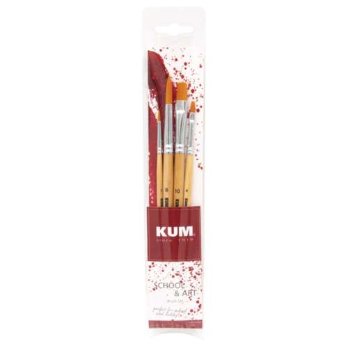 Kum - School & Art, Set di pennelli tondi e piatti 