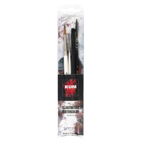 Kum - Illustration Aquarell, Set di 4 pennelli 