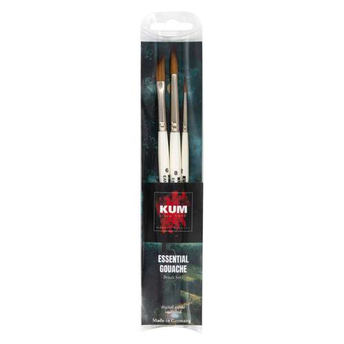 Kum - Memory Point, Essential Gouache, Set di 3 pennelli 