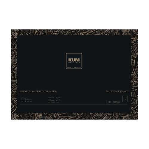 Kum - Blocco per acquerello, 300 g/mq, 100% cotone 