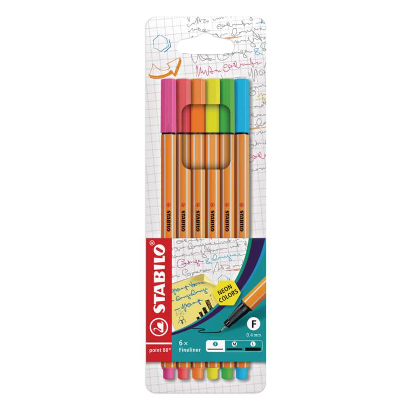 Stabilo - Point 88 neon, set da 6